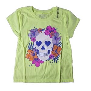 Childrens Place Lime Green Skull Shirt Halloween Childrens‎ Place 7/8
